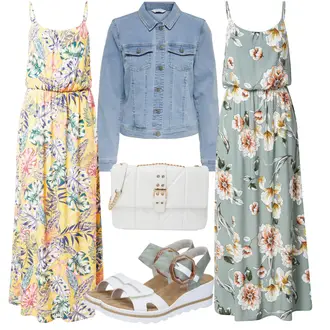 Outfit mit Hellgrün/Hellblau/Blau/Braun Kleid Große Größe/Strandkleid/Boho Kleid Sommer/Langes Sommerkleid/Maxikleid/Latzkleid/Bedrucktes Kleid Only "Sommerliche Bekleidung"
