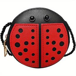 Cute Ladybug Themed Shoulder Bag With Zipper Coin Purse – Polka , Braided Strap, Compact Crossbody Bag For Women