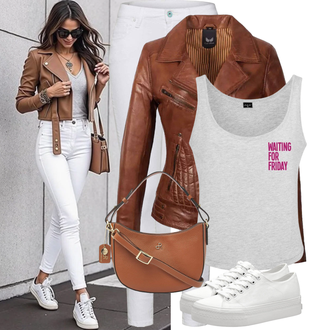 Chique Outfit met wit/Crème Push up Jeans/Jeans met Split/Thermo Jeans/Slip-on Jeans/Dames 7/8 Lengte Jeans/Lederen Schoenen/Lederen Jas/Capri Jeans/Мужская Кожаная Куртка/Enkellaars/Slim Fit Jeans/Jeans met Lage Taille/Korte Jeans/Jeggings/Leggings met Splits/Katoenen Legging/Thermobroek/Push up Broek/Strakke Broek/Treggings/Slanke Broek Pepe Jeans "Modieuze lente-outfit"Look: Chique, Stijl, Klassiek, Egirl, Elegant, Premium, Naadloos, Simpel, Smart Casual, Met transparantie, Unisex