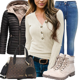 Hellblaue Jeans Outfits für den Winter image
