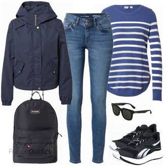 Outfit mit Schwarz Rucksack Dakine "Cooler Look für den Frühling"
