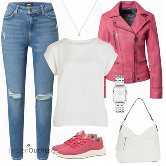 Outfit mit Weiß Schmuck Ted Baker "Pinker Alltagslook"