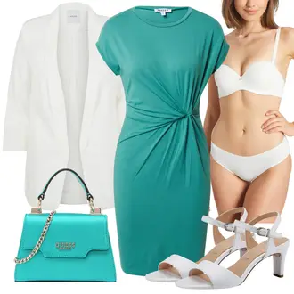 Festival Outfit mit Grün/Türkis Kleid Große Größe/Jerseykleid/Standesamt Kleid/Kleid Standesamt-gast/Etuikleid/Etuikleid/Einfarbig Kleid/Kleid mit geradem Schnitt Edited "Schönes Frühlingsoutfit"
