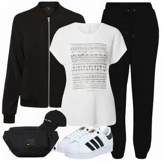 Drip Outfit mit Schwarz Mantel/Blusenjacke/Bomberjacke/Jacke mit Seitlichem Reißverschluss/Merinojacke/Sommerjacke/Nachhaltige Jacke/Laufjacke VERO MODA "Praktischer Look"