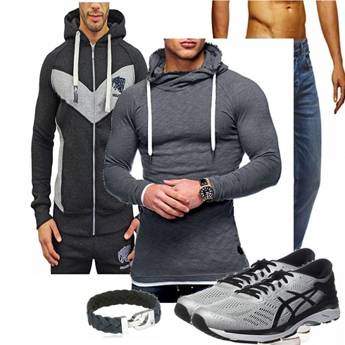 Grau Schuh Asics kombinieren
