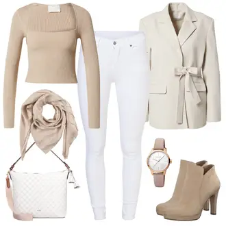 Mit Gürtel Outfit mit Beige/Khaki/Braun Kurzblazer/Lässiger Blazer/Sweatblazer/Longblazer/Baumwoll ­Blazer/Blazerjacke/Boyfriend Blazer/Lederjacke/Eleganter Blazer/Lederjacke/Lederjacke für Männer/Oversize Blazer kendall for about you "Beiger Freizeitlook"
