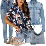 Rote Button Down Blusen Outfits image