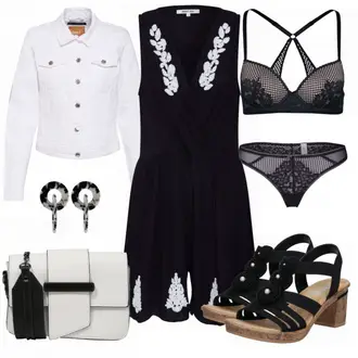 Outfit mit Grau/Creme/Hellgrau/Weiß Mantel/Bluse Große Größe/Crop Jacke/Kurzjacke/Jeansjacke/Shirtjacke/Kurze Jeansjacke/Sommerjacke Only "ABOUT YOU"