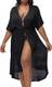 Hanna Nikole Damen Bikini Cover Up Strandkleid Sommer Sexy Cutout Beach Crochet Cover Up 50-52,Schwarz(Gestrickte)