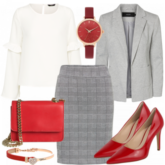 Outfit mit Rot High Heel Högl "Cara"