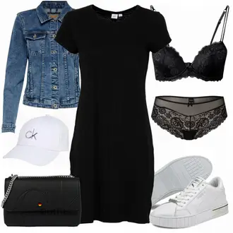 Outfit mit Schwarz Kleid Große Größe/Tunika/T-Shirt Kleid/EtuiKleid/Kleid mit Tasche/JerseyKleid GAP "Outfits für jeden Tag"