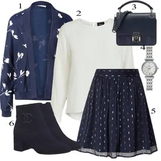 Kombinacije za zimu A-kroj sa Tamnoplava/Plava Suknja About You "Tvoj otmjeni outfit"Look: Pomorski, Rap, Preodjeven, A-kroj, Babydoll, Transparentan, Preppy