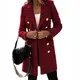 Godoboo Damen Winter Blazer Mantel Lang Wollmantel Warme üBergangsjacke Einfarbig Blazer Jacke Herbst Winter Jacke Outwear Mantel