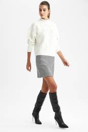 A Cut Checked Normal Waist Mini Skirt