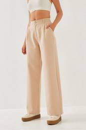 Women's High Waist Trend Palazzo Woven Fabric Pants 2399
