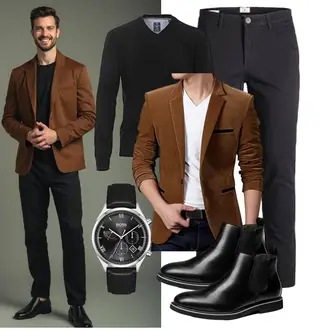 Latex Outfit mit Schwarz Bruno Marc "Business Outfit"