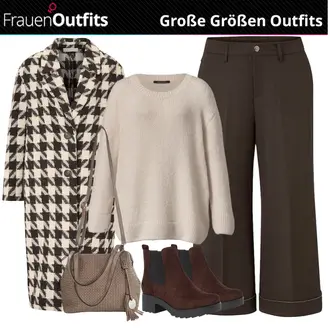 Outfit mit Dunkelrot/Braun/Bordeaux/Dunkelbraun/Rot Chelsea Boot/Lederjacke/Plateaustiefelette About You "Stilvolle Große Größen Outfits"