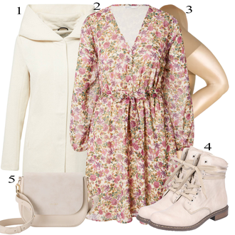 Outfit sa Siva/Pink Čizmica Gležnjača na Vezanje Rieker "Tvoj otmjeni outfit"