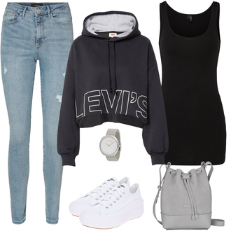 Hochzeit Outfit mit Weiß/Creme Canvas-Sneaker/Sneaker Low/Plateau-Sneaker Converse "Bequemes Freizeitoutfit"Look: Hochzeit, Konzert, Ibiza, Rave, Schule