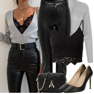 Outfit sa Crna/Smeđa Majica I Top Veći Broj/Bikini Velika Veličina/Bluza i Tunika/Haljina Veći Broj/Pletivo Veći Broj/Bluza Veći Broj/Kratke hlače velike veličine/Kupaći Kostim Za Veću Veličinu About You "Frühlings Outfit"