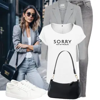 Frühlings Outfits Edel mit Grau/Hellgrau Lederjacke für Männer/Lederjacke/Lederjacke/Boyfriend Blazer/Strick­blazer/Baumwoll ­Blazer Ichi, Schwarz/Weiß/Beige Schulranzen/Schultertasche/Baguette-Tasche/Schultertasche "Toller Look für den Frühling"Look: Classic, Elegant, Sportlich, Schick, Büro, Empire, Smart Casual, Casual, Edel, Moderne, Rap, Premium, Stil, Ausgefallene, 20er Jahre, Feine