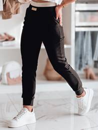 Spodnie dresowe damskie slim fit LA VOGUE czarne