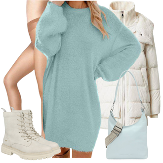 Stiefel Outfits Plateau mit Grau Mustang "Winterlicher Look"