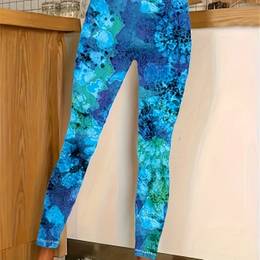 Women's Plus Size Floral Print High-waist Leggings - Stretchy & Comfortable, Elegant Tie-dye Design