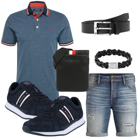 DunkelBlau/HellBlau/Blau/Rot Bluse Große Größe/Shirt & Top Große Größe/Poloshirt Jack & Jones kombinieren