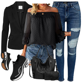 Outfit mit Schwarz Diabetikerschuh/Orthopädischer Schuh/Turnschuh ohne Schnürsenkel/Sneaker Mit Seitlichem Reißverschluss/Sommer Sneaker/Socke Schuh/gesundheitsschuh/Bequemer Schuh/Schuh Ohne Schnürsenkel Sixspace "Outfit Für Den Sommer"
