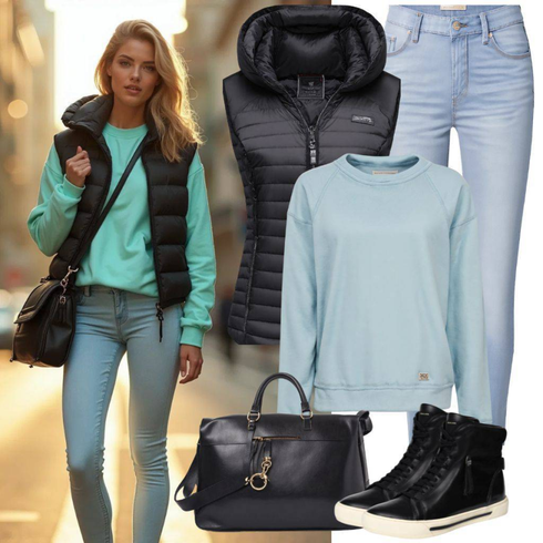 Hellblau/Blau Hoodie Lederjacke/Sport Sweatshirt/Women's Fleece Sweatshirts Lascana kombinieren