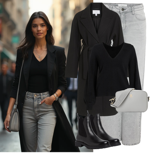 Comment poter Gris/Gris clair Pantalon Boyfriend/Pantalon avec Fente/Trou Pantalon/Pantalon Droit/Pantalon de Moto/Pantalon Bootcut/Pantalon en Sergé/Jeans Jean Dad/Jean Boyfriend/Jean Coupe Droite/Girlfriend Jeans/Chemise Formelle/Jeans avec Fente/Mom Jean/Jean Coupe Ample/Jean Large/Jeans vintage/Veste d'Hiver/Jean Coupe Régulière Noisy may avec Noir Long manteau/Manteau D'été/Trench Manteau/Manteau de Laine/Women's Trenchcoats/Manteau en Cachemire/Manteau Mi-long/Manteau en Laine Vila