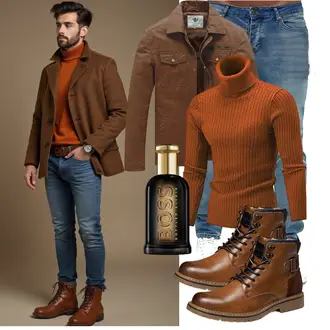 Wolle-seide Outfit mit Braun/Khaki/Dunkelbraun Sommerjacke/Lederjacke/Frühlingsjacke/Herbstjacke/Cordjacke/Shirtjacke/Militärjacke/Wachsjacke WenVen "Freizeit Outfit"