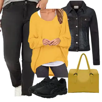 Gefütterte Biker Outfit mit Schwarz/Dunkelgrau/Khaki/Grau Tapered-Jeans/Winterjacke/Thermojeans/Lederjacke/Sweatjeans/Leder Schuhe/Sportschuhe/Regular-Fit Jeans/Biker Jeans/T-Shirt Lee "Alltagsoutfit"