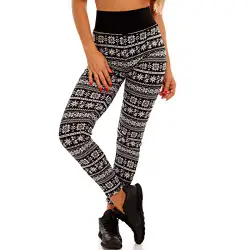 Crazy Age Winterleggings Thermoleggings warme Leggings mit Teddyfell mit Renntier Eiskristalle Motive (L/XL, CA-L-001 Flower)