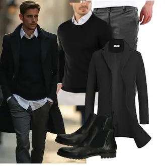 Musical Outfit mit Schwarz/Grau COOFANDY "Business Outfit"Look: Laufen, Musical, Freizeit, Tanzen, Apres ski