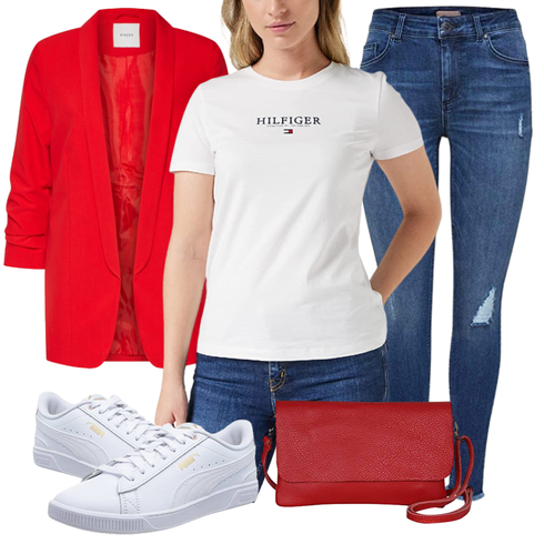 Rot/Weiß Lederjacke für Männer/Lederjacke/Blusenblazer/Eleganter Blazer/Boyfriend Blazer/Oversize Blazer/Longblazer Pieces kombinieren