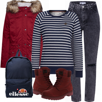 Outfit mit Schwarz Rucksack Ellesse "Naketano Sweat"