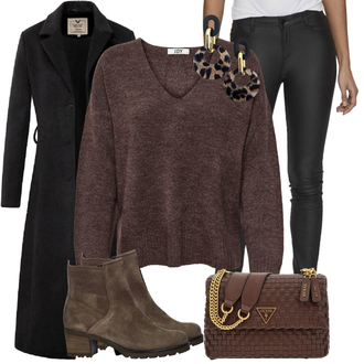 Slim fit Outfit met zwart/wit/purper Women's Trenchcoats/Wintermantel Lange Winterjas/Wollen Mantel/Wollen Winterjas/Trenchcoat/Militaire Mantel/Lange Mantel/Lange mantel/Geklede Mantel/Slip Jas versano "Outfit voor de winter"