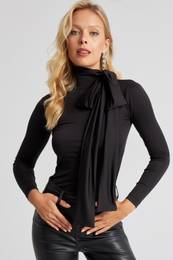 Women's Black Bow Blouse