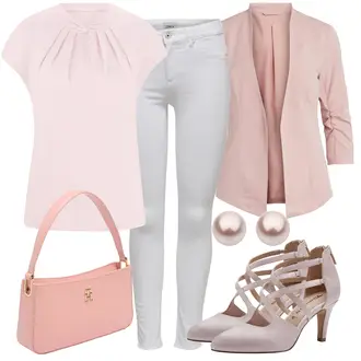 Outfit sa Ljubičasta/Pink Stud Naušnica/Štipaljka za uho Nenalina "Dopadljivi poslovni outfit"