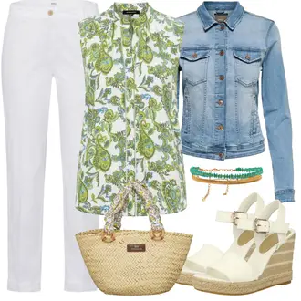 Beerdigung Outfits Sommer mit Türkis Blazerjacke Only, Beige/Creme/Weiß/Khaki Espadrille Mit Keilabsatz/Espadrille-Sandale/Sandale Mit Keilabsatz/Wedge Schuh/Plateau Espadrille Tommy Hilfiger "Sommer Bekleidung"