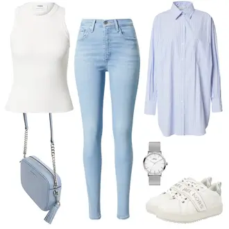 90er Outfit mit Hellblau Jeans Leggings/Jeggings/Skinny Hose/High Waist Jeans/Jeans mit Schlitz/Push up Jeans/Lederjacke/Leder Schuhe/Winterjacke levi's ® "Sportlicher Freizeitlook"Look: Uni, 90er, Coole, Schön, Nahtlos