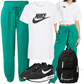 Outfit mit Türkis/Grün Relaxhose/Herren Lederjacke/Strandhose/Jerseyhose/Fleecehose/Sporthose/Jogger Hose/Lounge-Hose/Karottenhose Nike Sportswear "Sport Outfits"