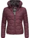 Navahoo Damen Winterjacke Steppjacke mit Abnehmbarer Kapuze Key Color Weinrot Gr. M