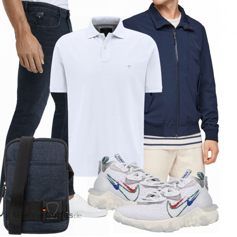 Blau/Weiß Poloshirt Fynch-Hatton kombinieren