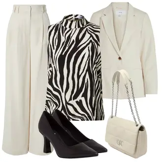 Mit Perlen Outfit mit Beige/Khaki Mantel/Blazerjacke/Boyfriend Blazer/Lässiger Blazer/Lederjacke/Baumwoll ­Blazer/Eleganter Blazer/Oversize Blazer/Kurzblazer/Lederjacke für Männer Vila "Eleganter Look"