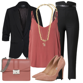 Outfit mit Schwarz Hose Große Größe/Hemd/Hose/Tasche/Kleid/Schlaghose/Strickkleid Karen Millen "Eleganter Look"