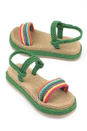 Capone Wedge Heel Threaded Multi Green Women's Slippers