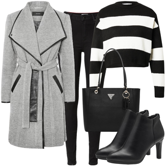Outfit mit Schwarz Lederjacke/Biker Jeans/High Waist Jeans/Push up Jeans/Leder Schuhe/Thermojeans/Winterjacke Tommy Hilfiger "Schickes Herbst Outfit"